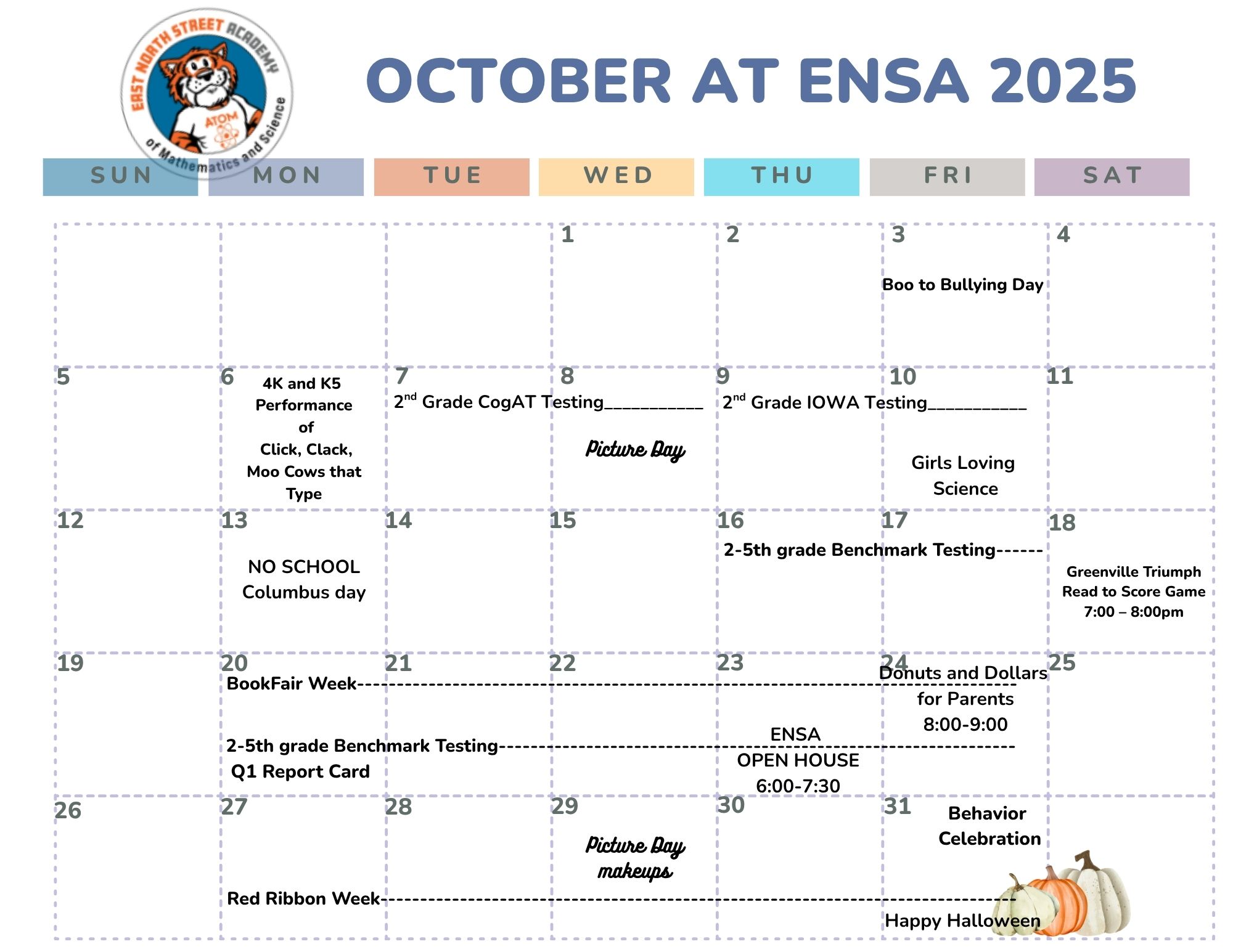 ENSA October Calendar English
